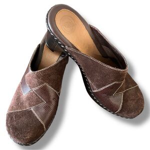 Nuture By Lamaze Brown‎ Suede Leather Mules 7.5M Comfort Clogs Shoes